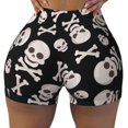 thumbnail image 2 of Haiem black white Skull bone No Front Seam Biker Shorts for Women Yoga Workout Gym Bike Shorts with Tummy Control Moisture-Wicking-Small, 2 of 9