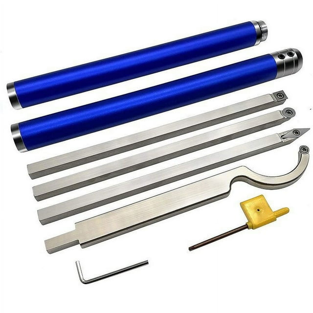 yeacher Carbide Tipped Wood Lathe Turning Tools Set, Latest Lathe Rougher Finisher Swan Neck Hollowing Tools and Interchangeable Aluminum Alloy Grip Handle with Diamond Round Square Carbide Inserts