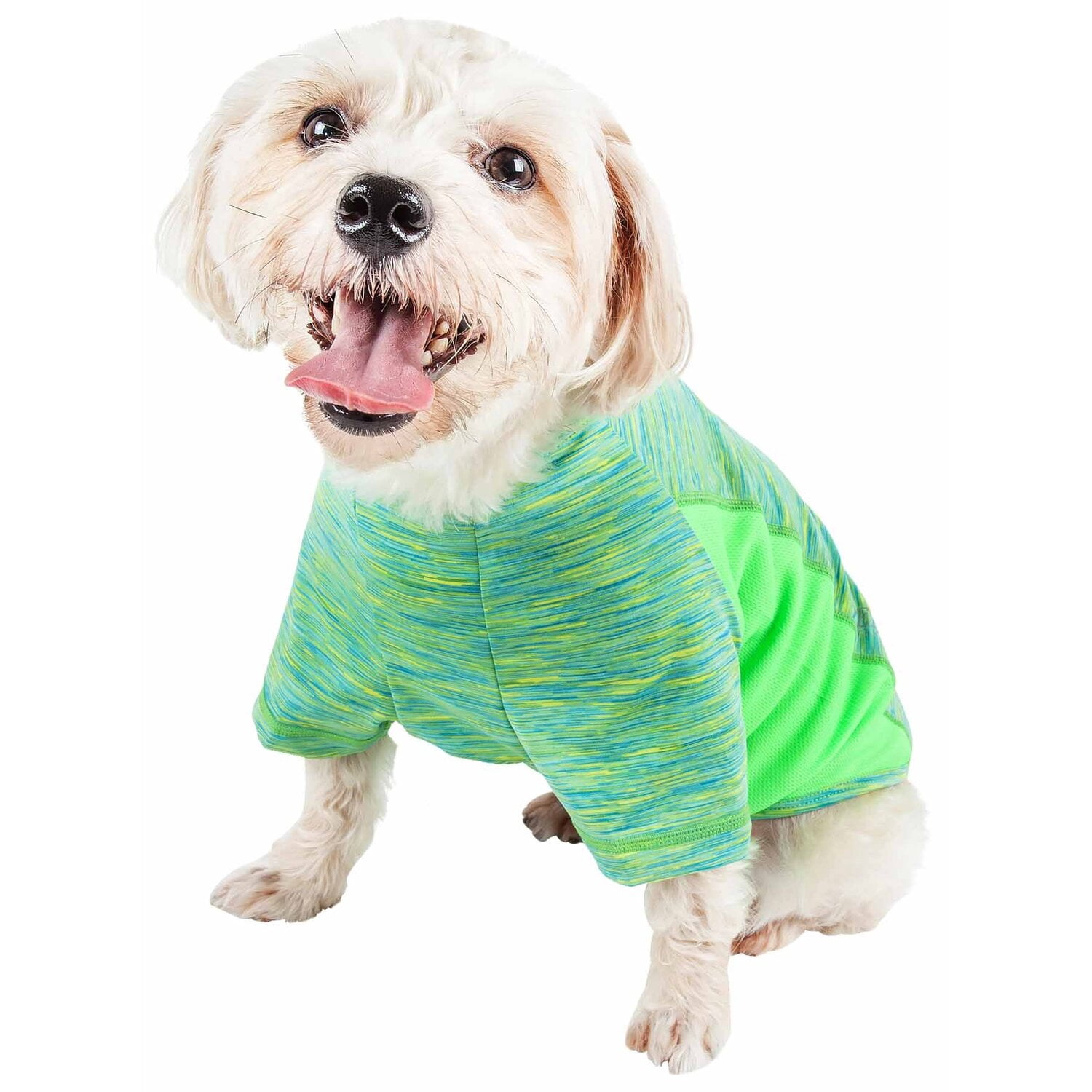 Pet Life ® Active 'Warf Speed' Heathered Ultra-Stretch Yoga Fitness Dog T-Shirt