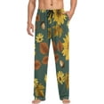 thumbnail image 4 of FREEAMG Men's Pajama Pants with Pockets Sleepwear Lounge Pants Stretch Casual Autumn Sunflowers with Teal, 4 of 7
