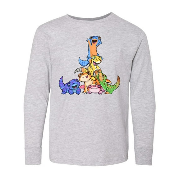 Inktastic Gecko Pile Cute Lizards Long Sleeve Youth T-Shirt