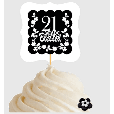 21st Birthday Anniversary Blessed Cupcake Decoration Toppers