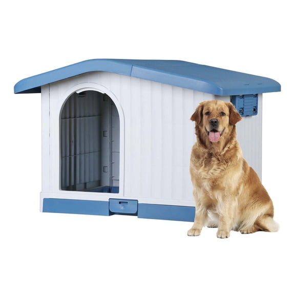 AetherLove Large Dog Houses for Small Medium Dogs Outside, 34 Inch, Insulated Plastic, Indoor Outdoor w/Air Vents & Elevated Floor, Casas para Perros Grandes L Pet Shelter Doghouse