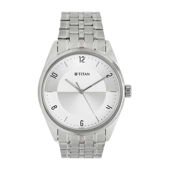 Titan Stainless Steel Neo Economy Analog Silver Dial Men's Watch-Nn1729Sm06/Np1729Sm06, Band Color:Silver