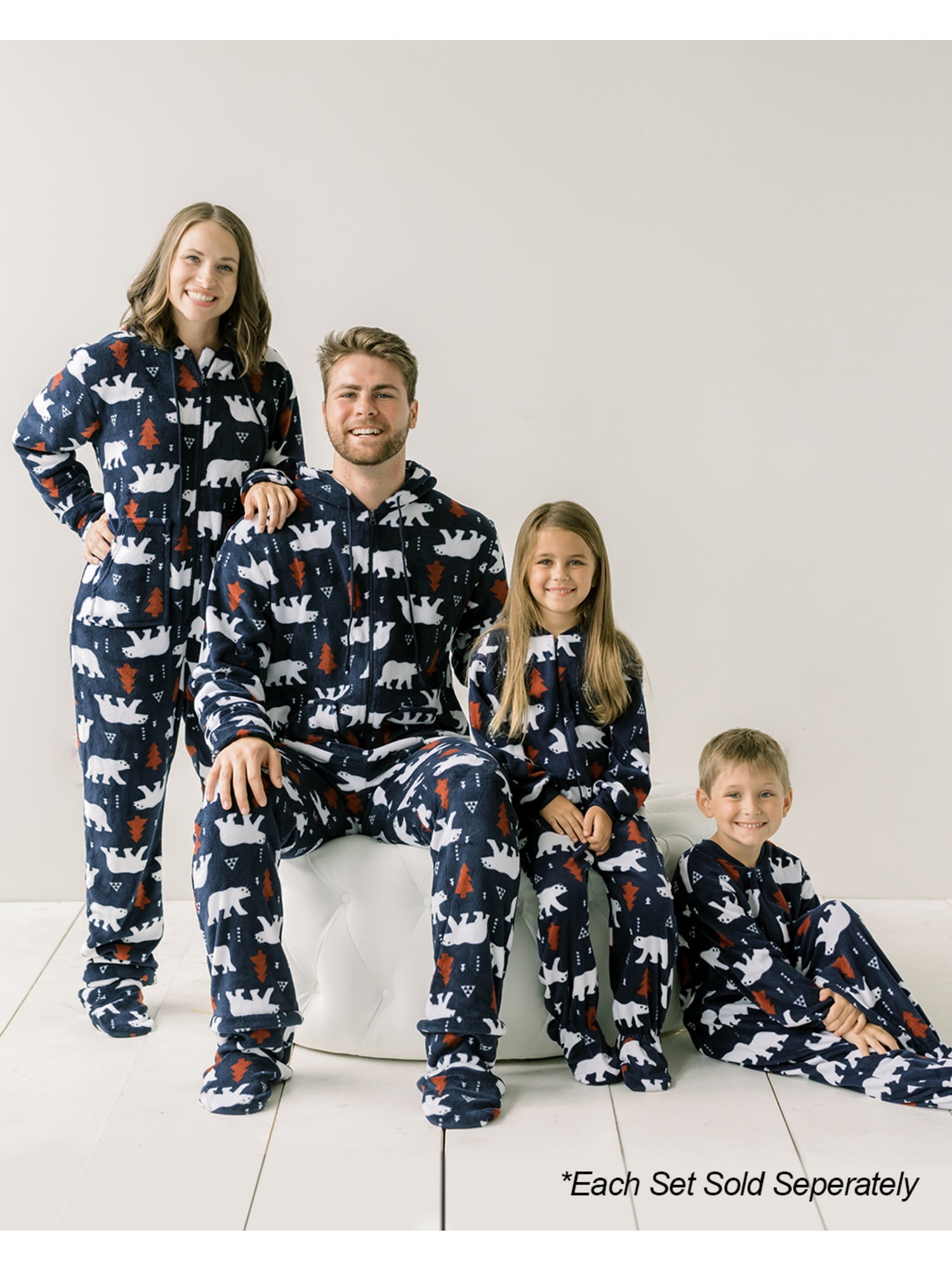 SleepytimePJs Family Matching Fleece Hooded Footed Onesie Pajamas 