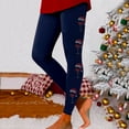 thumbnail image 4 of Zhanying Leggings à Imprimé de Noël pour Femmes, Durables et Infroissables, Collants Rayés Noirs et Rouges, Grande Taille, Bleu Foncé, L, 4 of 5