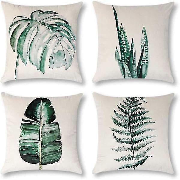 Pillowcase Farm Plant Floral Pattern Velvet Cushion Cover for Sofa Home Living Room 45x45cm 4-pack