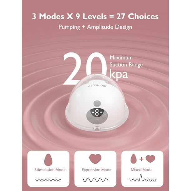 Tire-lait tout-en-un M5 de MomCozy, Tire-lait portable double mains libres  à 3 modes et 9 niveaux, 24 mm