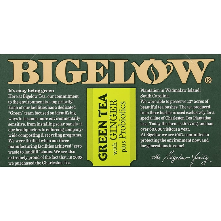 Bigelow Green Tea With Ginger Plus Probiotics Nutrition Facts edu
