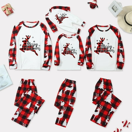 

Christmas Women Mommy Print Blouse Tops And Pants Family Clothes Pajamas