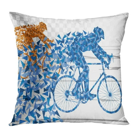 ECCOT Cycle Colorful Sport Road Bike Riders Bicycle Silhouettes in Urban City Race Cyclist Training Adventure Pillow Case Pillow Cover 16x16