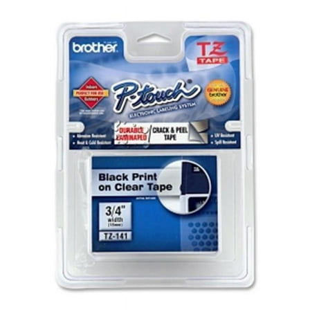 Brother  TZe Standard Adhesive Laminated Labeling Tape  3/4w  Black on Clear