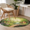 thumbnail image 4 of Round Rugs 3Ft, Mushroom Forest Round Area Rug Washable Indoor Throw Carpet, Green Fantasy Cottage Vintage Plant Lake Small Non Slip Circle Rug for Bedroom Living Room Home Decor Aesthetic, 4 of 8
