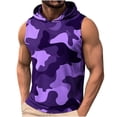 thumbnail image 2 of Mifsaly Mens Workout Tank tops Camo Print Sleeveless Hooded Shirts Breathable Lightweight Muscle Fit Training Performance Activewear Purple,XL, 2 of 9