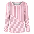 thumbnail image 6 of Uootdi Womens Tops Crew Neck Long Sleeve Asymmetrical Striped Color Block Pullover Tee for Women Oversized Pastel Casual Womens Tees, 6 of 7