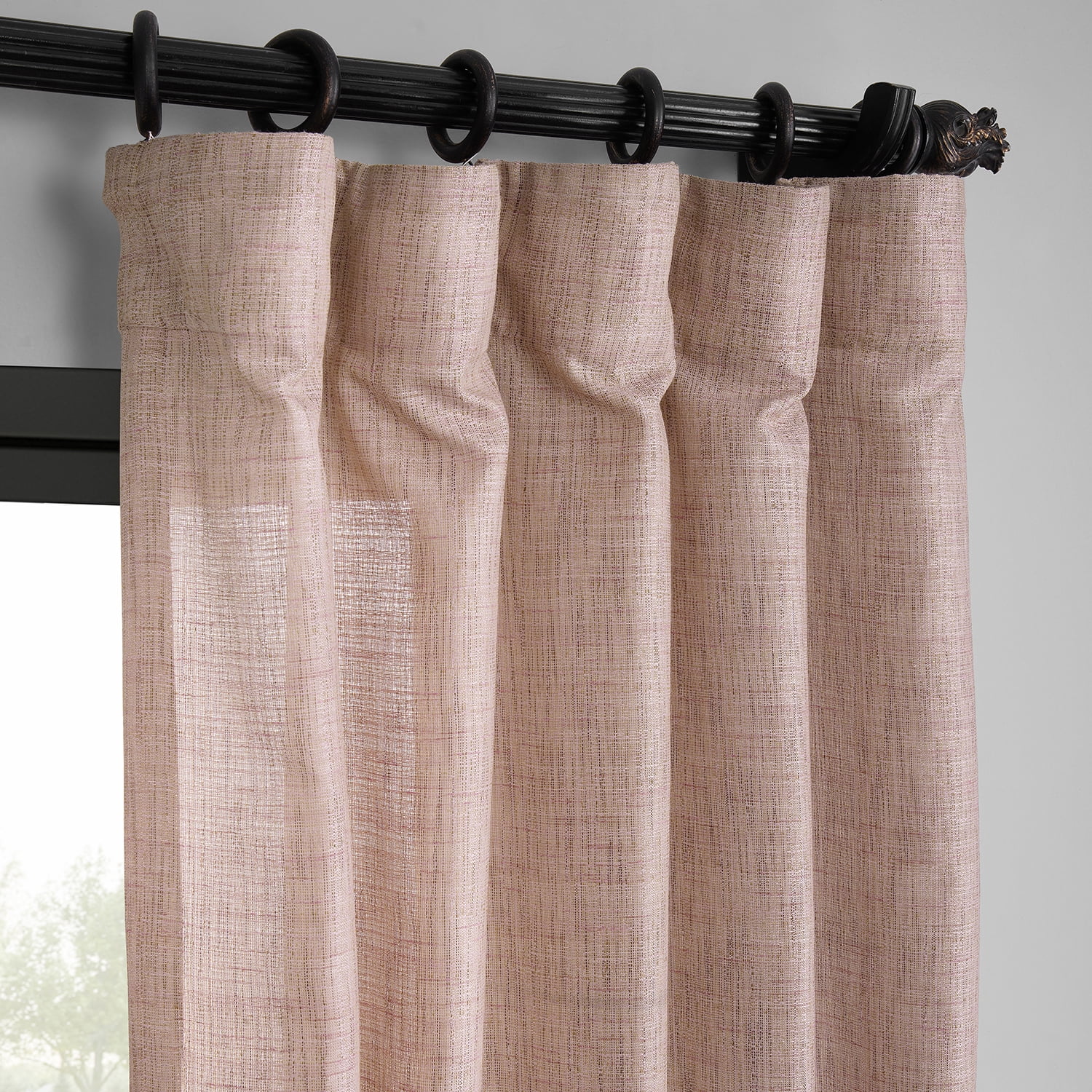 Half Price Drapes Pink Raw Linen Weave Light Filtering Curtains for Bedroom (2 Panel), 50W X 108L