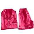thumbnail image 4 of TYGHBN Women's Short Sleeve Ice Silk Pajama Set Shorts Pajamas for Women Pajamas Teens Woman Pajamas Shirt Soft Top Floral Sleepwear for Women Sleep for Women Satin Pajama Shorts Sleep Wear for Women, 4 of 4