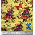 thumbnail image 1 of Soimoi Cotton Duck Fabric Leaves, & Peony Floral Printed Fabric 1 Yard 56 Inch Wide, 1 of 3