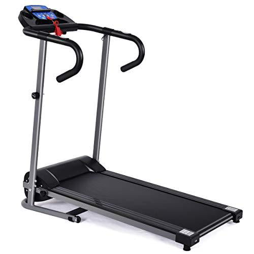 GYMAX Folding Treadmill Electric Motorized Running Jogging Machine with LCD Monitor & Device Holder Easy Assembly Heavy Duty Walking Treadmill for Home 