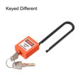 thumbnail image 2 of Lockout Tagout Locks 3 Inch Shackle Key Different Safety Padlock Plastic Lock Orange 2 pcs, 2 of 4