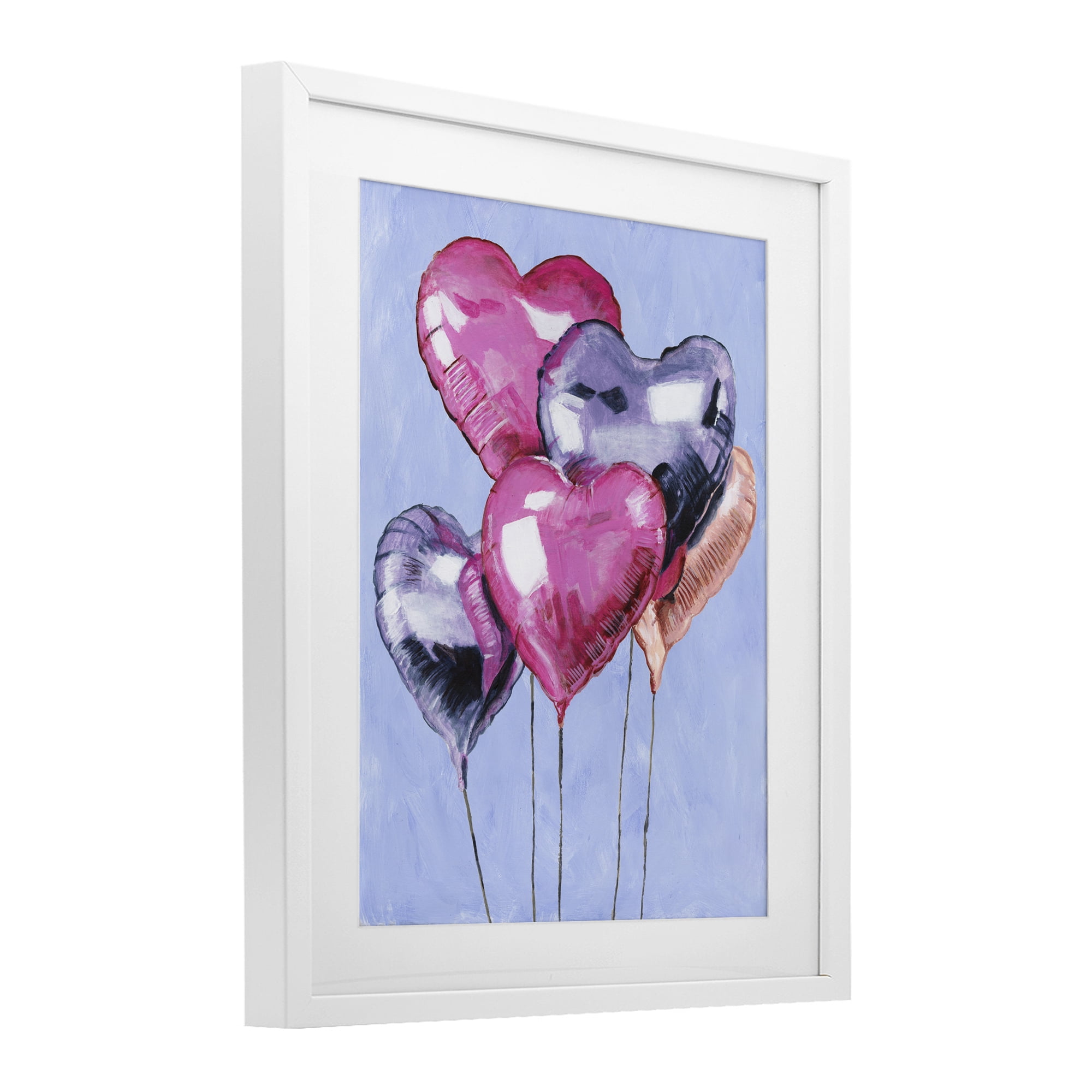 Stupell Industries Heart Balloons Celebration White Framed Print Under Glass, design by Michael Willett