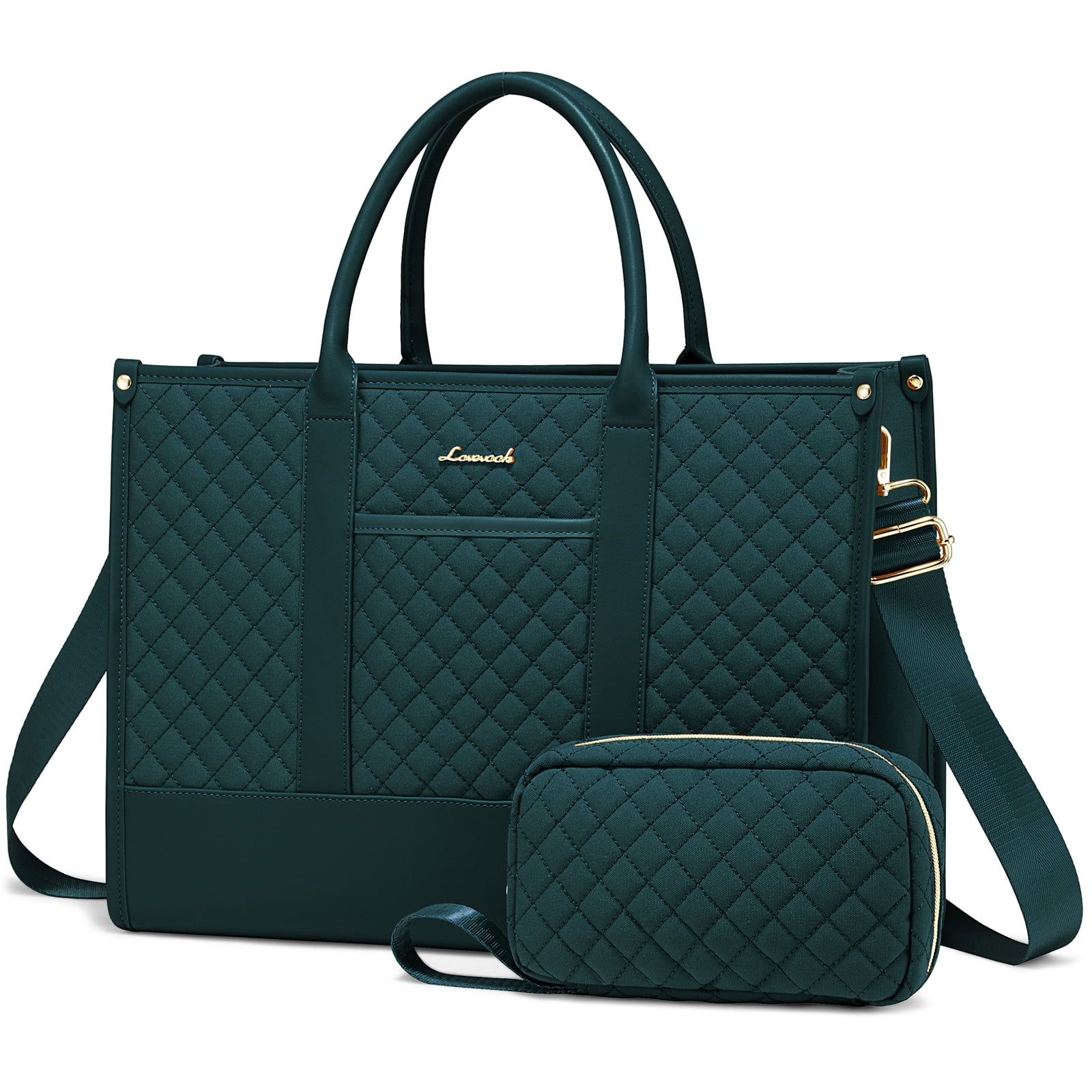 Lovevook Laptop Tote Bag for Women, Canvas Work Bag Fit 15.6" Laptop, Fashion Handbag Shoulder Bag with Clutch Purse for Daily