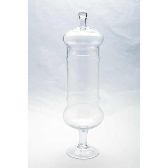 CC Home Furnishings Cylindrical Hand-Blown Glass Jar with Finial Lid - 22” - Clear