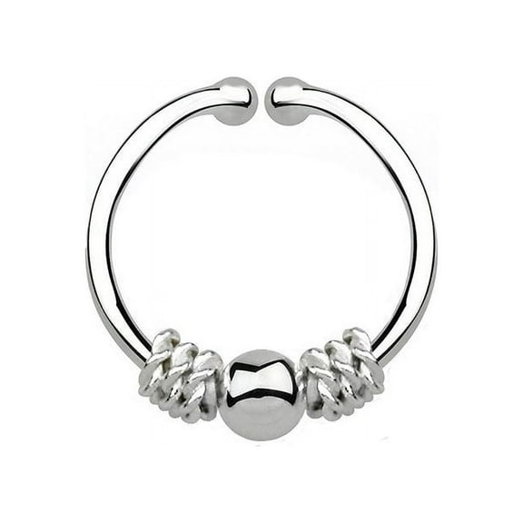 iJewelry2 Illusion Fake Sterling Silver Septum Nose Clip on Ring Wire with a Ball Motif