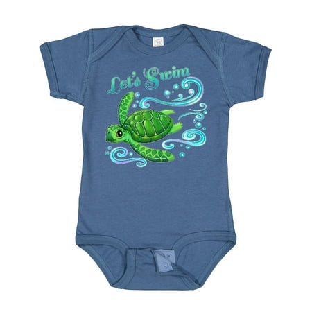 

Inktastic Lets Swim- Cute Sea Turtle Gift Baby Boy or Baby Girl Bodysuit
