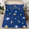 thumbnail image 2 of jejeloiu Space Astronaut Planet Twin Sheet Sets,Cartoon Rocket Aircraft Bedding For Teens 3-Piece, 2 of 7