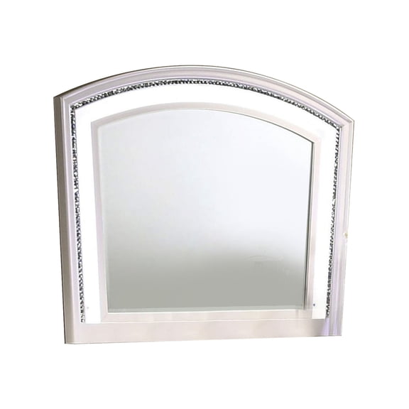 Wall Mirror with LED light and Crystal Accents White - Saltoro Sherpi