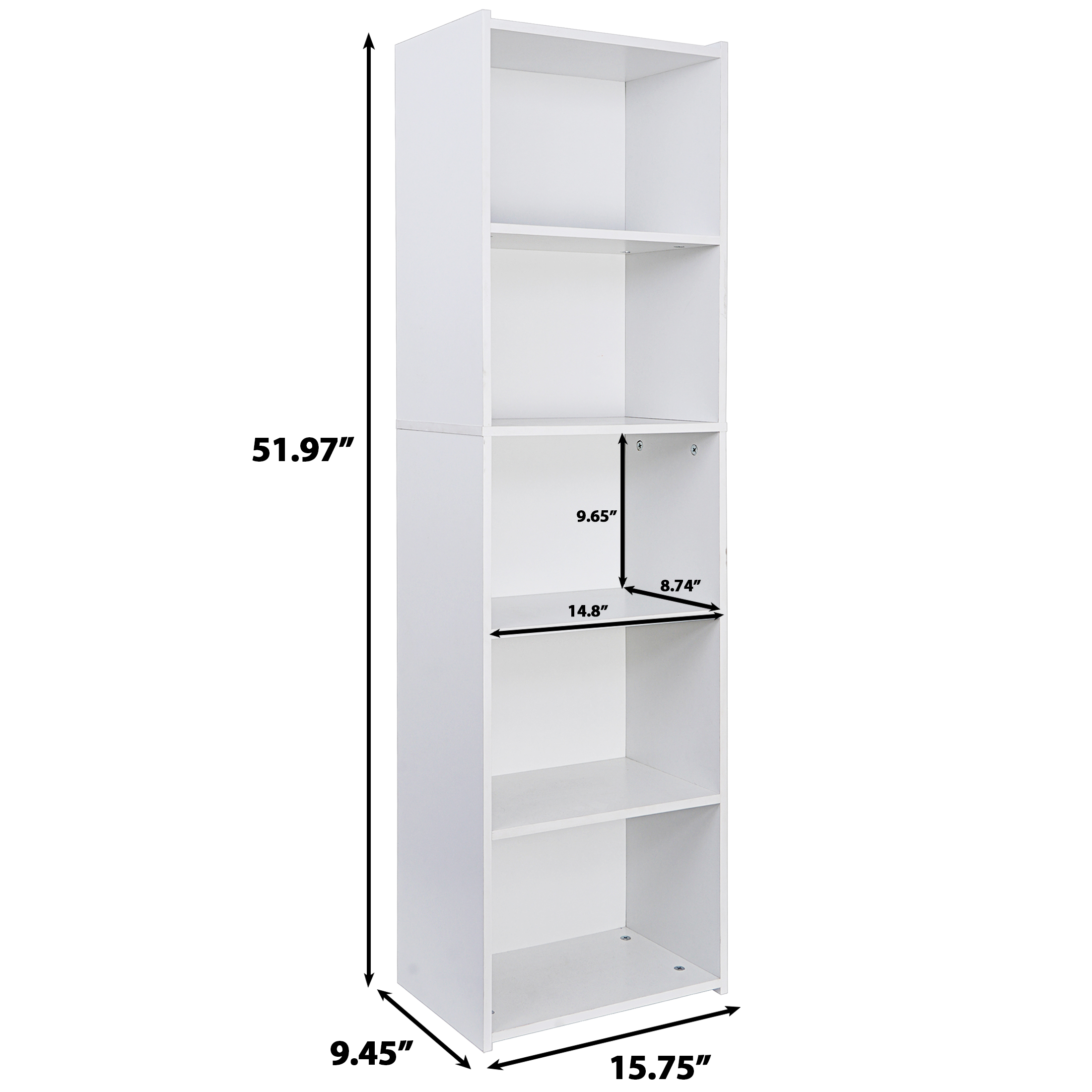 HomGarden 5-Tier Open Shelf Bookcase, White photo 5