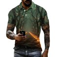 thumbnail image 3 of IAJDKMEK Halloween Men's Polo Short Sleeve Shirt - Vintage Graphic Button-Down Knit Shirt, Soft Breathable Summer Shirt for Daily, Party, Golf Shirt & Costume,Red L, 3 of 5