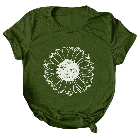 outfmvch t shirts for women casual printing short sleeves loose t-shirt womens tops shirts for women army green