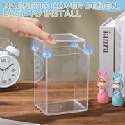 Acrylic storage box,Organizer Box ,Display Case for Collectibles Stackable,Clear Protective Case Compatible with Plush Doll(STANDING+Rectangle)