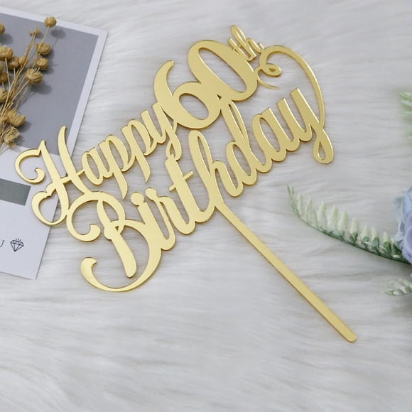 Sodasos Happy 60th birthday Cake Topper Acrylic Gold birthday party cake decorations hello 60th years old Anniversary Party Cake Decorations