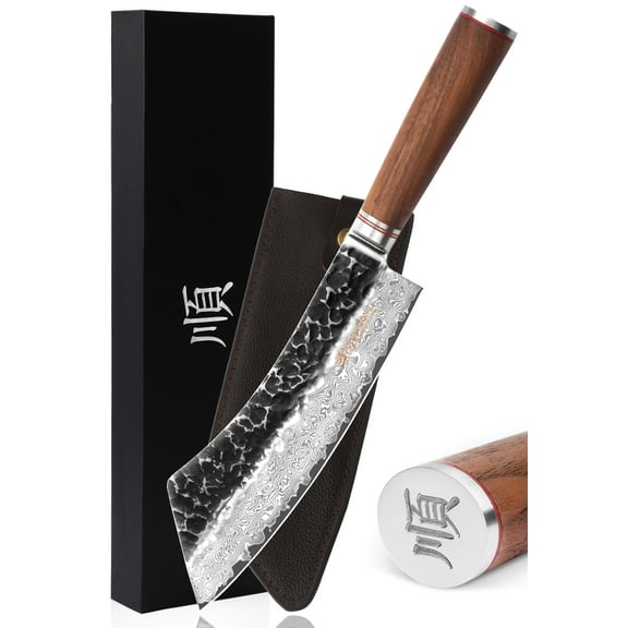 YOUSUNLONG 9-Inch Hybrid Cleaver Knife - Carbon Steel for Meat, Fish, Vegetables, Fruits
