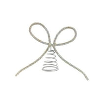 HomeDM Christmas Tree Bow Topper - 11" X 7.28" Large Glitter Rhinestone Metal Xmas Tree Topper Christmas Decor Indoor Outdoor Bow Xmas Ornament Holiday Wedding Thanksgiving Decor