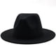 thumbnail image 1 of Nvzi Sombrero clásico de fieltro de lana con ala ancha y cinturón de perlas, color rosa, liso, para bodas, iglesias, invierno, color NEGRO, 59-61 cm, 1 of 1