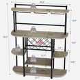 thumbnail image 2 of Wine Rack with LED Light, Bar Table Cabinet with Glass Holder, Freestanding Coffee Bar Storage Shelves, 6-Tier Liquor Cabinet for Kitchen, Dining Room, Living Room,Grey 43.3", 2 of 6