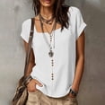 thumbnail image 5 of cocolona Summer Womens Linen Square Neck Tops Button Down Short Sleeve Casual Shirts Trendy Solid Color Blouses, 5 of 7