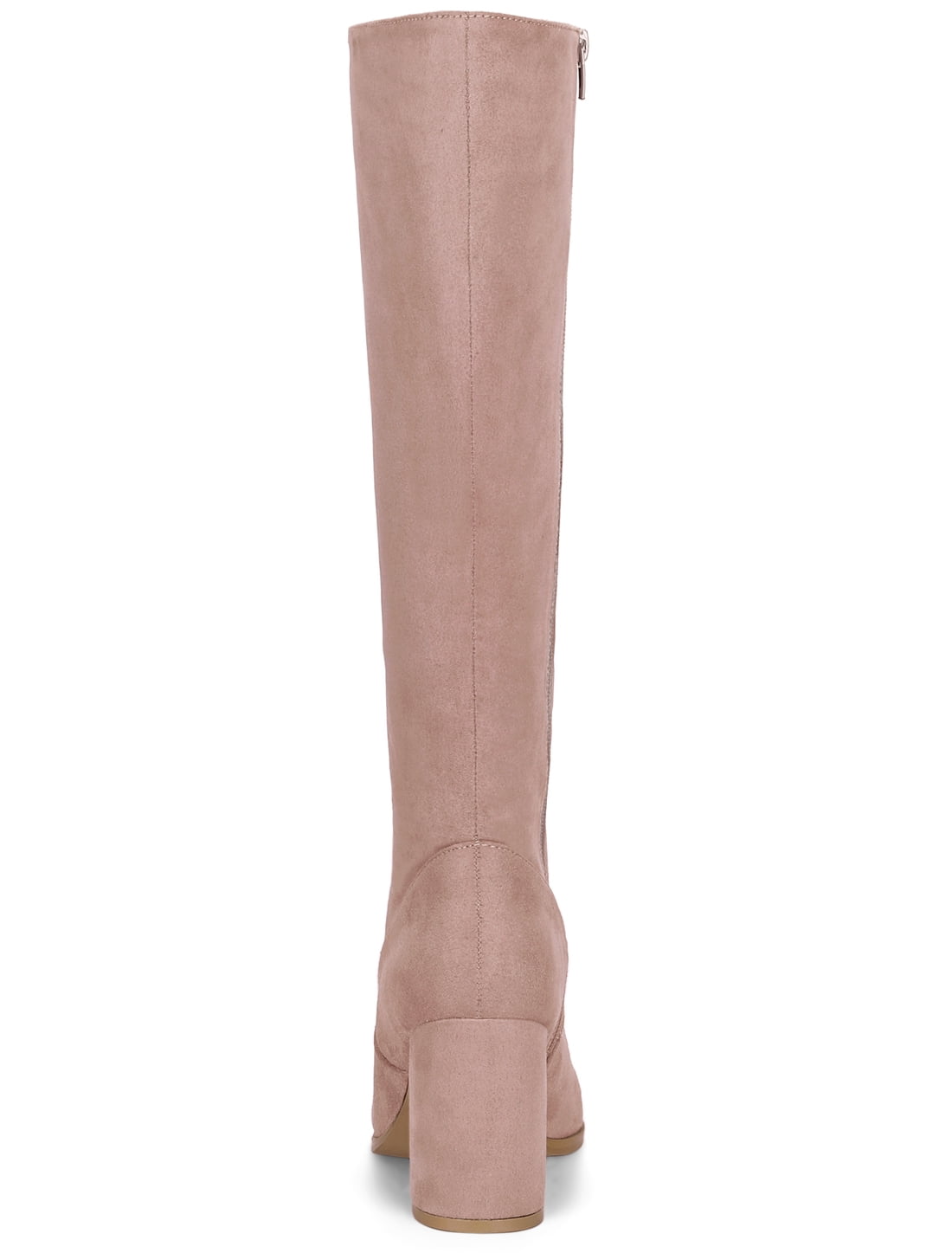 DARING DIVA Women's Stylish Side Zipper Chunky Heel Knee High Boots Dust Pink 9