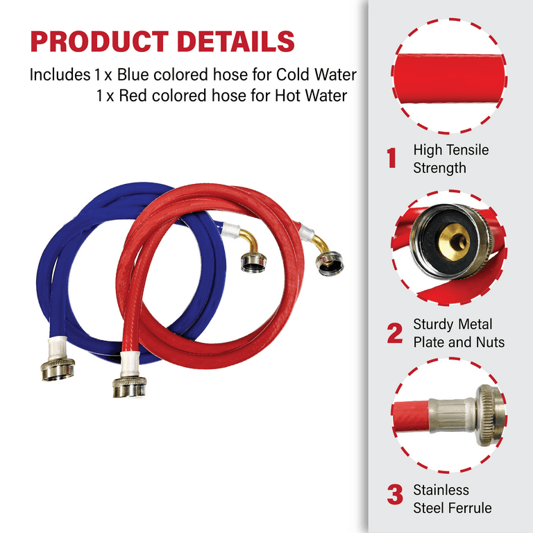 Dr. Rooter Hot & Cold Water Supply Hoses, 5 ft, 2-Pack photo 3