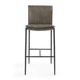 thumbnail image 4 of Pemberly Row Modern 30" Top Grain Leather Bar Stool Pewter Gray, 4 of 10