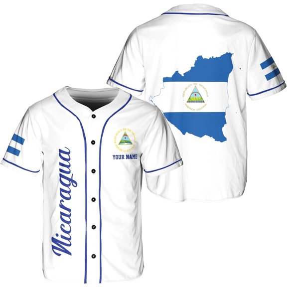 Personalized Nicaragua Baseball Jersey, Custom Nicaragua Baseball Jersey for Men & Women, Nicaraguan Camisas Shirt (S)