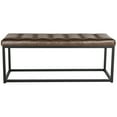 thumbnail image 3 of SAFAVIEH Reynolds Contemporary Modern Glam Tufted Bench, Brown/Black, 3 of 7