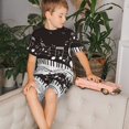 thumbnail image 4 of Cauagu Touches de Piano avec Notes Musicales pour Enfants, Ensemble de Pyjamas à Manches Courtes, Ensemble d'Été pour Enfants, Ensemble de Pjs à Col Rond 2 Pcs Parfait pour Petits Garçons Filles-Moyen, 4 of 6