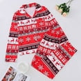 thumbnail image 2 of Luwomo Christmas Pajamas 2 Piece Sets Womens Santa All Print Lapel Long Sleeved and Long Pants Cardigan Loose Fit Homewear Regular Sleepwear,A-Red,L, 2 of 9