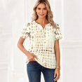 thumbnail image 5 of Women's Short Sleeve V Neck T-Shirt Geometric Print Summer Casual Top Travel Shirt M, 5 of 5