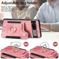 thumbnail image 2 of SaniMore for Google Pixel 6A Wallet Case, [RFID Blocking] Elastic Card Slot Vehicle Magnetic PU Leather Ring Holder & Lanyard Stand Money Pocket Protective Cover for Google Pixel 6A, Pink, 2 of 12